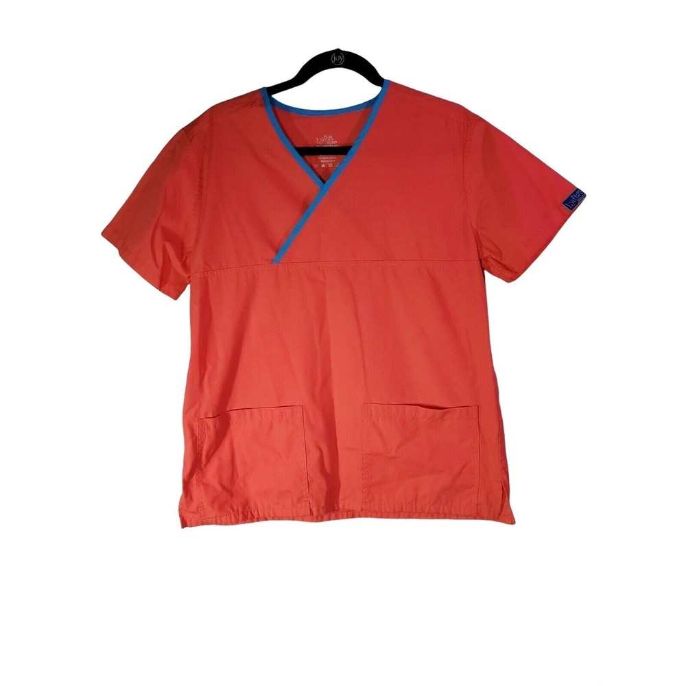 Lydias Select Top Size S Womens Pink Short Sleeve V Neck Scrub Top